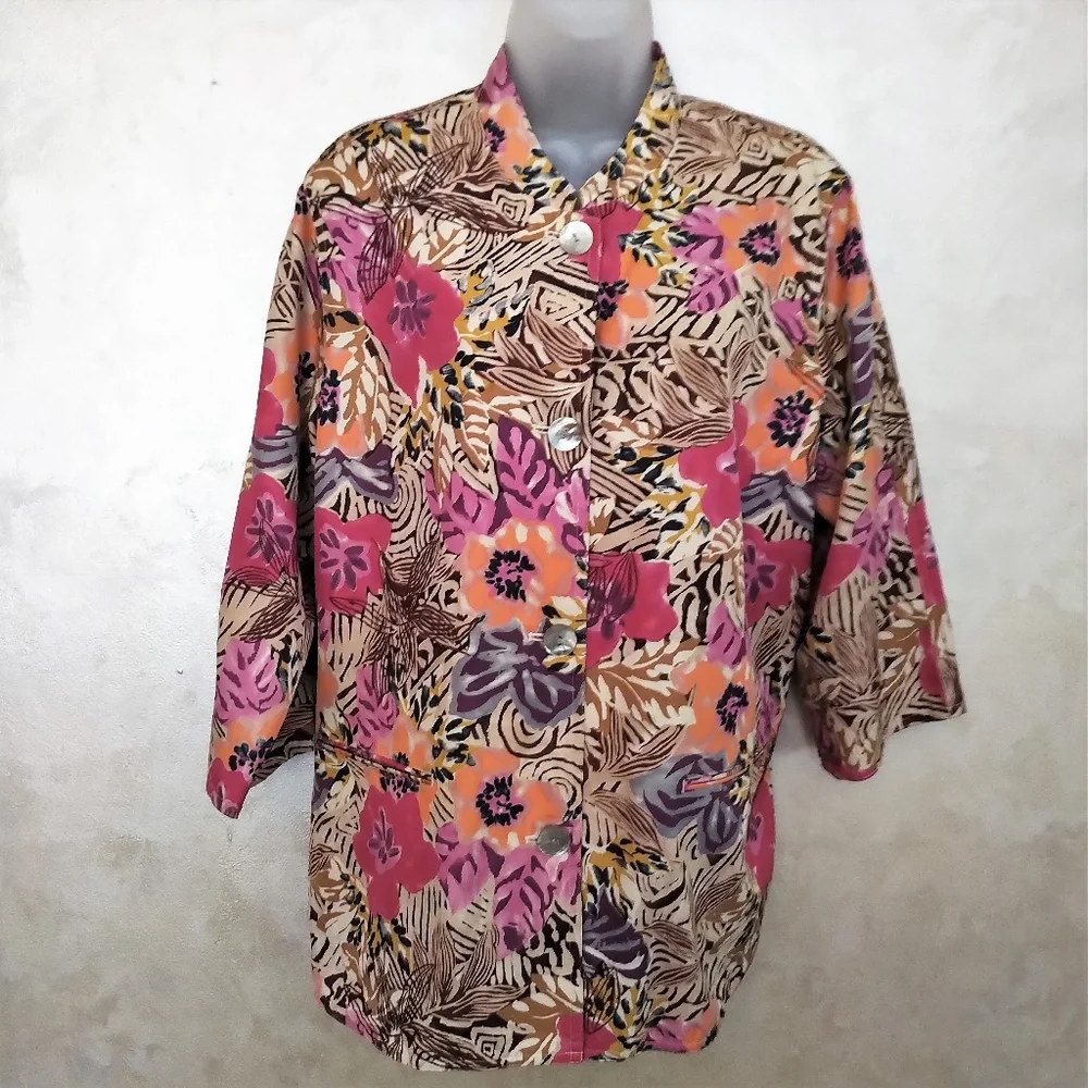 Laura Ashley Light Silk Blend Jacket NWOT L/XL - Picture 2 of 8